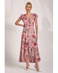 Jolie Moi - Ruffled Mesh Maxi Dress - Lyst
