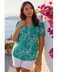 Roman - Curve Abstract Print V-Neck Top - Lyst