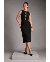 Coast - Sleeveless Crepe Midi Dress With Diamante Bow Detail - Lyst