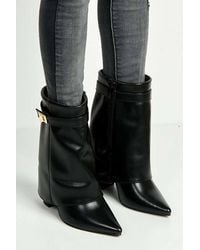 Miss Diva - Caiora Block Heel Pointy Toe Trim Buckle Collar Covered Ankle Boots - Lyst