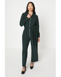 Oasis - Petite Cord Zip Front Belted Boilersuit - Lyst