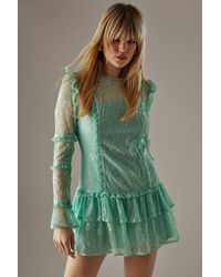 Warehouse - Lace Ruffle Insert Mini Dress - Lyst
