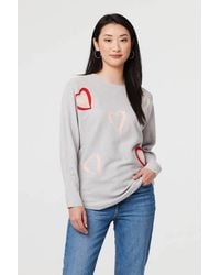 Izabel London - Heart Print Batwing Sleeve Jumper - Lyst