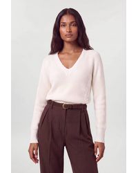 Karen Millen - Cable Stitch V Neck Collar Jumper - Lyst