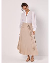 Apricot - Linen Blend Hanky Hem Midi Skirt - Lyst