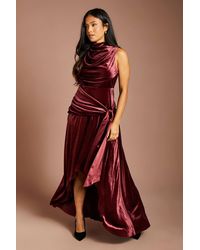 Coast - Petite Muse Velvet High Neck Tie Detail Maxi Dress - Lyst
