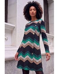 Roman - Zig Zag Side Button Dress - Lyst