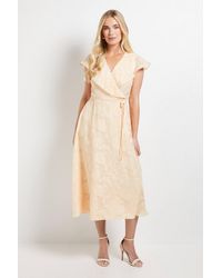 Wallis - Petite Floral Burn Out Ruffle Midi Dress - Lyst