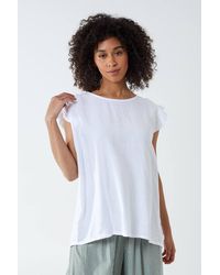 Blue Vanilla - Button Back Frill Shoulder Top - Lyst