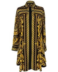 Versace - Preloved Barocco-Print Mini Shirt Dress - Lyst