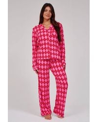 Loungeable - Argyle Long Sleeved Button Down Traditional Pyjama Set - Lyst