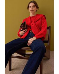 WOVCOR - Soft Textured Knit Sweater W/ Shawl Detail - Lyst