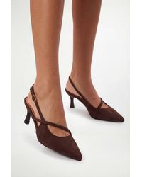 Wallis - Dia Faux Suede Asymmetrical Strap Slingback Medium Heel Court Shoes - Lyst