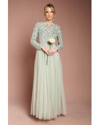 Coast - Honoured Long Sleeve Sequin Bodice Tulle Skirt Maxi Bridesmaid Dress - Lyst