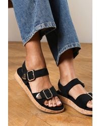 Where's That From - 'Cevina' Low Wedge Sandals W/ Dual Buckle Closure Straps - Lyst