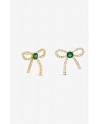 Jon Richard - Plated Crystal & Emerald Bow Stud Earrings - Lyst