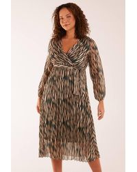 Blue Vanilla - Wrap Over Metallic Vertical Print Dress - Lyst