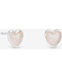 Simply Silver - Sterling Plated Heart Rose Quartz Stud Earrings - Lyst