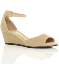 AJVANI - Mid Wedge Heel Ankle Strap Sandals - Lyst