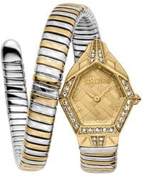Just Cavalli - Jc1L303M0055 Ornato Dial Two Tone & Snake Diamond Analog Watch For - Lyst