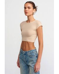Dilvin - Slim Fit Crop Jersey Blouse - Lyst