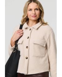 Izabel London - Flannel Cropped Pocket Front Shacket Jacket - Lyst
