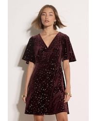 Apricot - Foil Star Velvet Mini Dress - Lyst