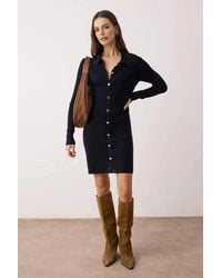 WOVCOR - Mini Polo Collar Button Front Fitted Knit Dress - Lyst