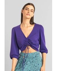 Enorsia - Ruched Long Sleeve Crop Top - Lyst