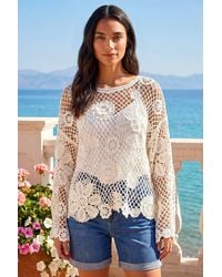 Roman - Floral Open Crochet Knit Tunic - Lyst