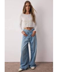 WOVCOR - Transparent Ribbed Crop Knit Blouse - Lyst