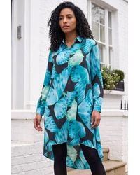 Roman - Abstract Print High Low Shirt Dress - Lyst