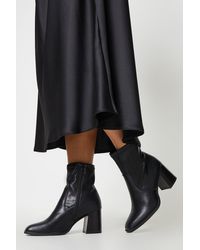 Oasis - Square Toe Stacked Mid Heel Ankle Boots - Lyst