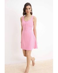 WOVCOR - Notch Neck Sleeveless A-Line Mini Dress W/ Structured Fit - Lyst
