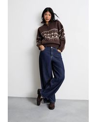 Warehouse - Fairisle Half Zip Jumper - Lyst