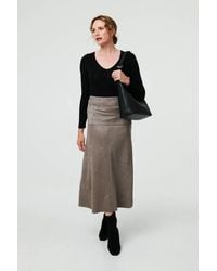 Izabel London - Faux Suede A-Line High Waist Midi Skirt - Lyst
