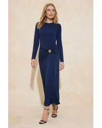 WOVCOR - Ruched Hardware Detail Long Sleeve Knit Maxi Dress - Lyst