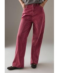 Warehouse - Washed Raw Waist Seam Detail Denim Dad Jean - Lyst