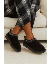 AJVANI - Faux Fur Lined Comfy Aztec Embroidered Ultra Mini Booties Slippers - Lyst