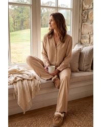 Enorsia - Soft Touch Button Through Shirt & Trouser Pyjama Set - Lyst