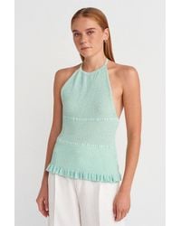 Dilvin - Slim Fit Halter-Neck Knit Blouse - Lyst