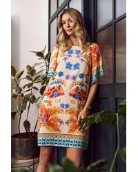Izabel London - Floral Border Print Short Shift Dress - Lyst
