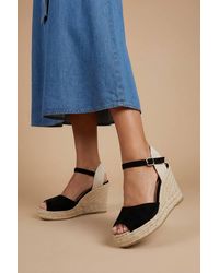 Dorothy Perkins - Elaina Textile Closed Toe Strap Wedges - Lyst
