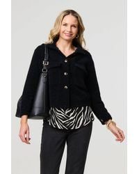 Izabel London - Flannel Cropped Pocket Front Shacket Jacket - Lyst