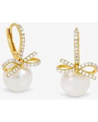 Jon Richard - Plated Crystal Bow & Pearl Hoops - Lyst