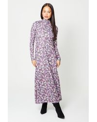 Oasis - Petite Floral Roll Neck Long Sleeve Jersey Dress - Lyst