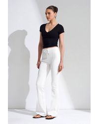 Dilvin - Mid-Waist Flare Jersey Pants W/ Drawstring - Lyst
