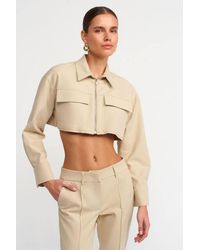 Dilvin - Cropped Cotton Poplin Puffer Jacket - Lyst