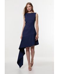 Karen Millen - Digital Ophelia Polished Tailored Open Back Hem Detail Mini Dress - Lyst