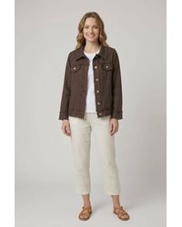 Izabel London - Frayed Hem Button Front Shirt Jacket - Lyst